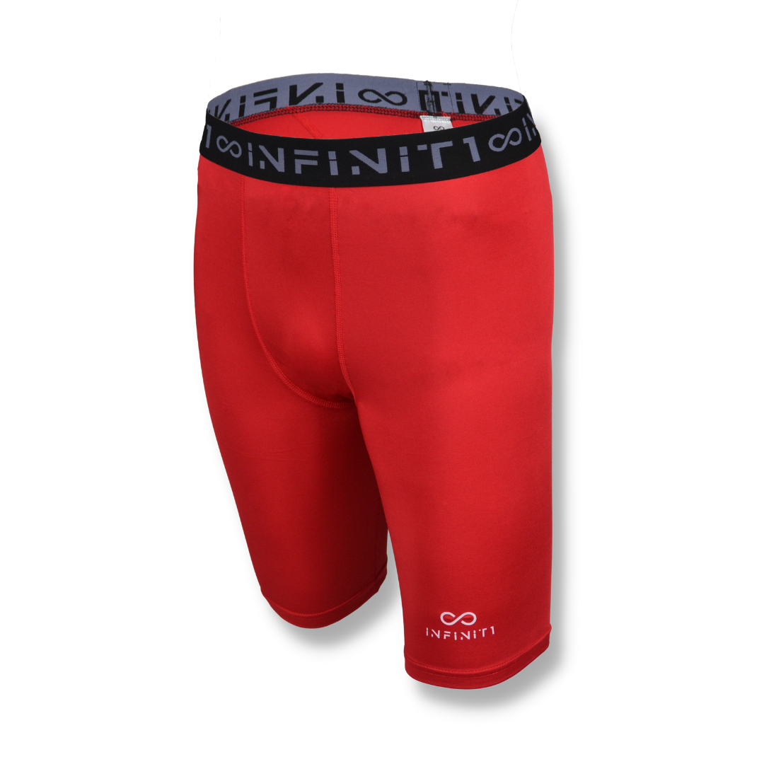 Red compression top shorts mens